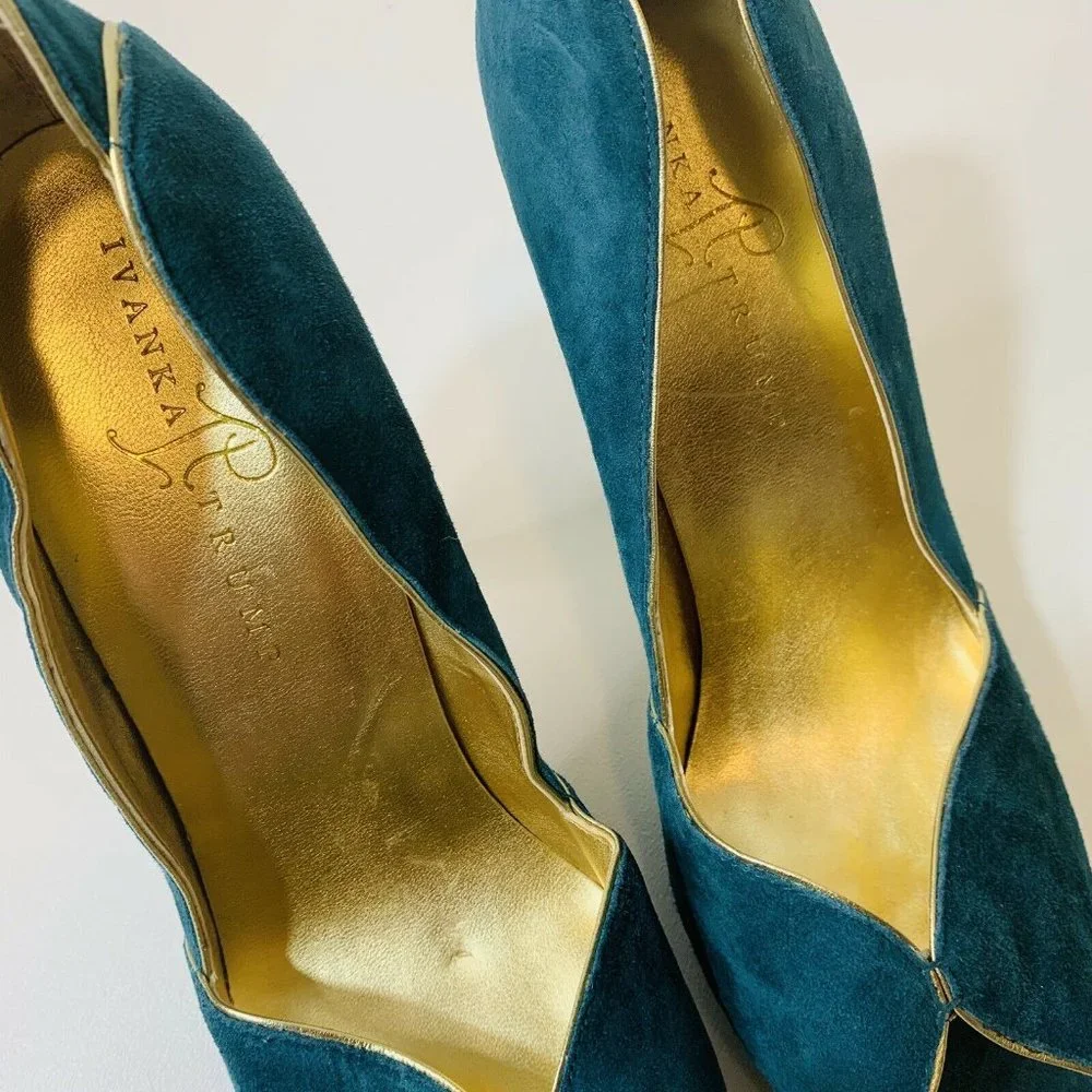 Ivanka Trump Italiza‎ Leather Teal Platform Heels